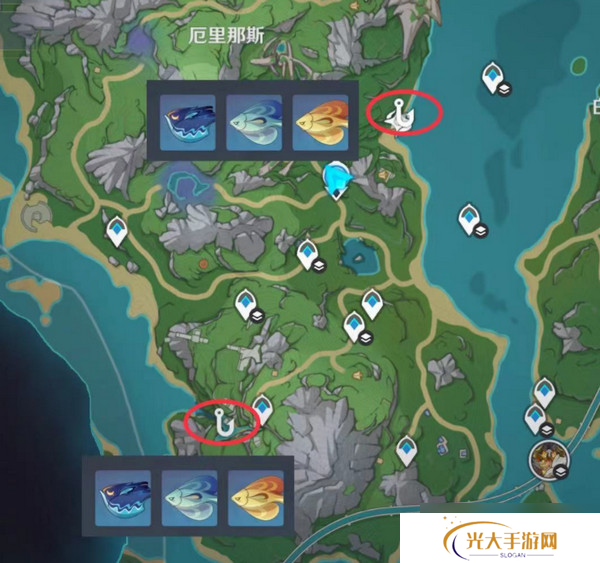原神灰河渡手钓鱼地点分布图 灰河渡手精炼材料钓鱼点位攻略[多图]
