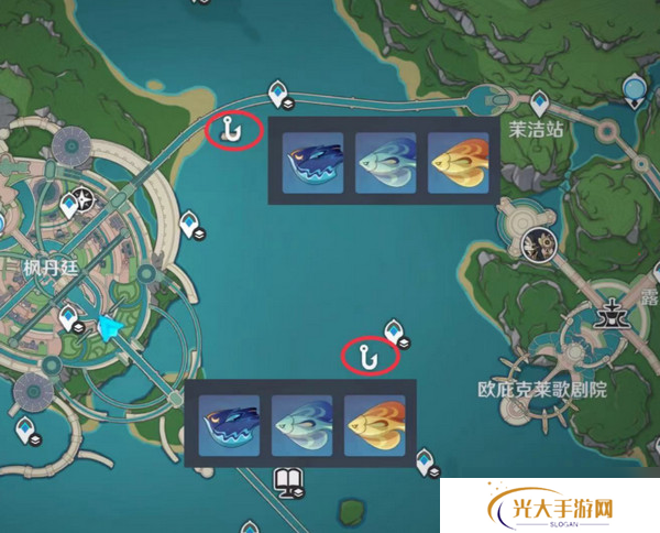 原神灰河渡手钓鱼地点分布图 灰河渡手精炼材料钓鱼点位攻略[多图]