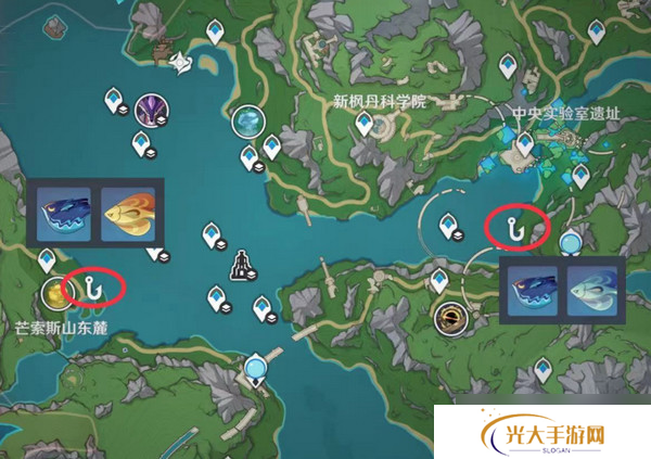 原神灰河渡手钓鱼地点分布图 灰河渡手精炼材料钓鱼点位攻略[多图]